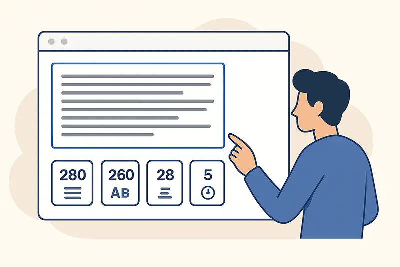 Compteur de caractères - Calcul en temps réel de lettres, mots et lignes
