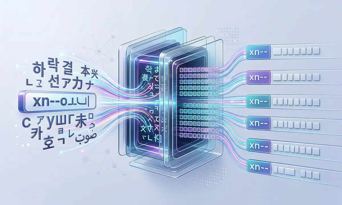 비볼디(Vivoldi) 퓨니코드 변환기 도구로 한글, 한자 등 다국어 도메인을 서버용 ‘Punycode’ 형식으로 변환하거나 역변환하는 3D 시각화 | 퓨니코드 변환, 국제화 도메인, 다국어 도메인